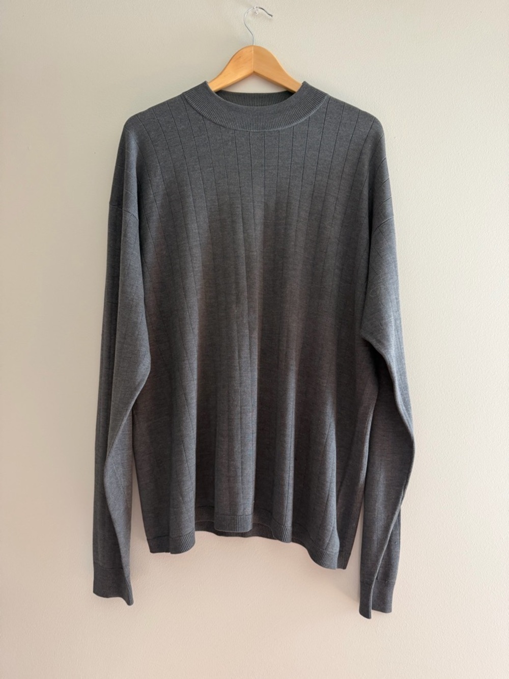 Murano 100% Silk Long Sleeve MockNeck Sweater Men Size XL gray